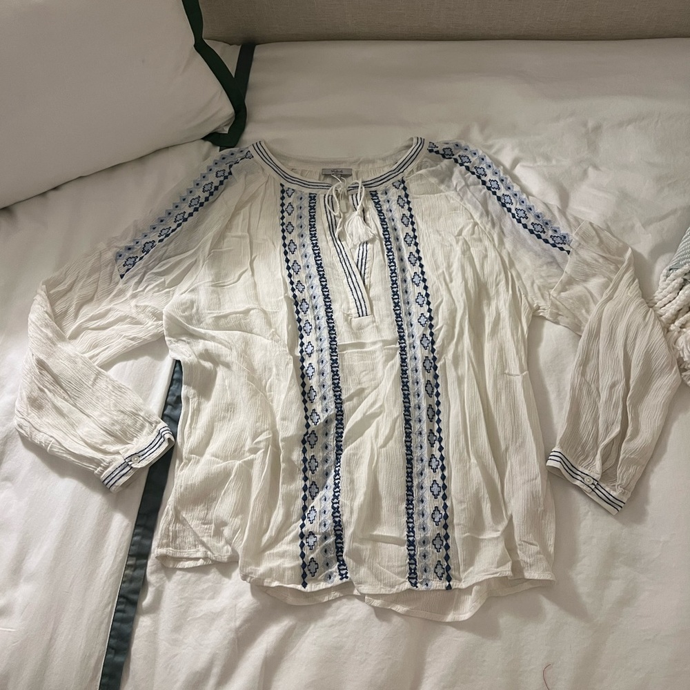 Rails lightweight long sleeve blouse with tie neck